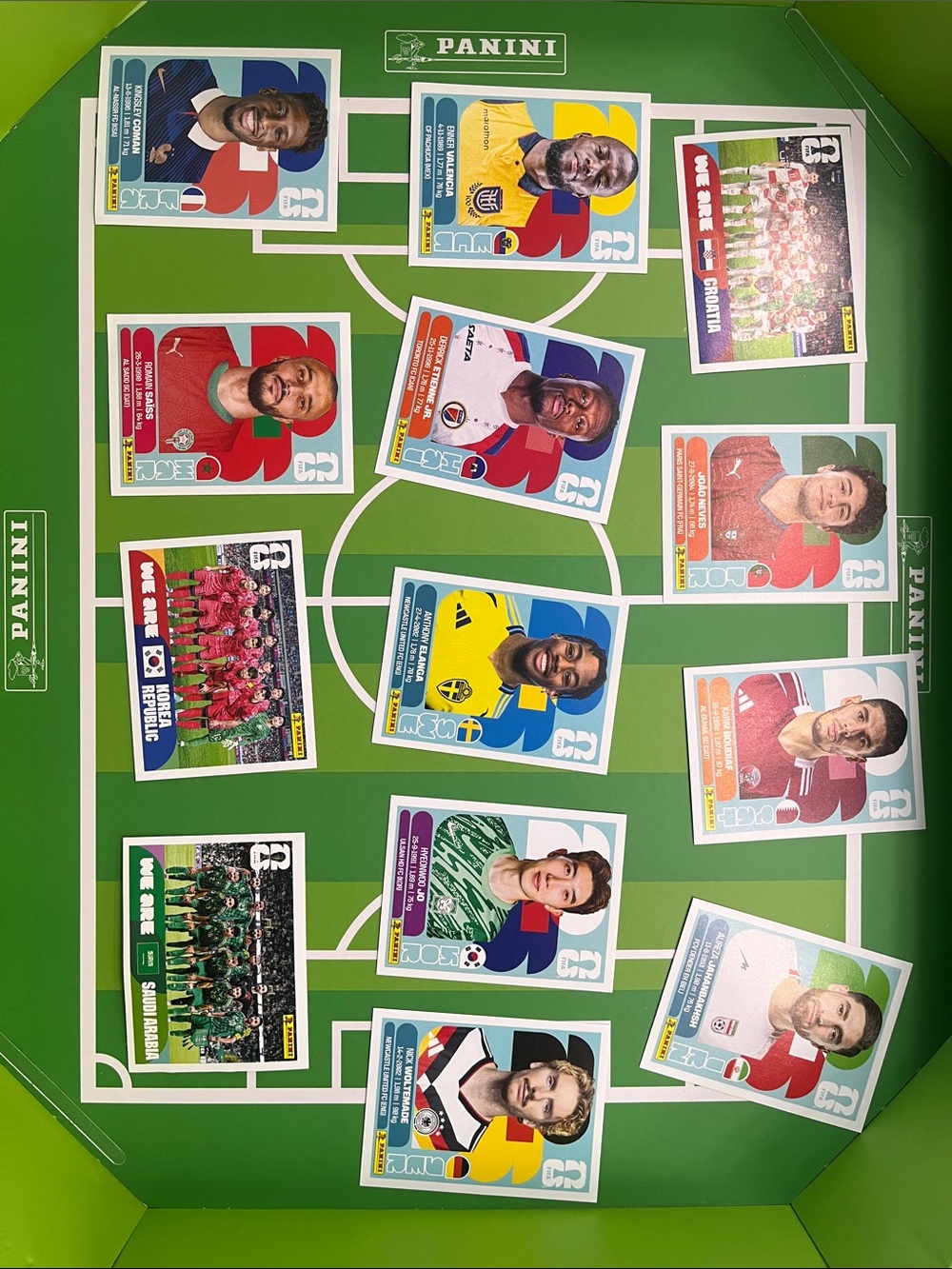 Mixed collection of 13 World Cup Panini Stickers